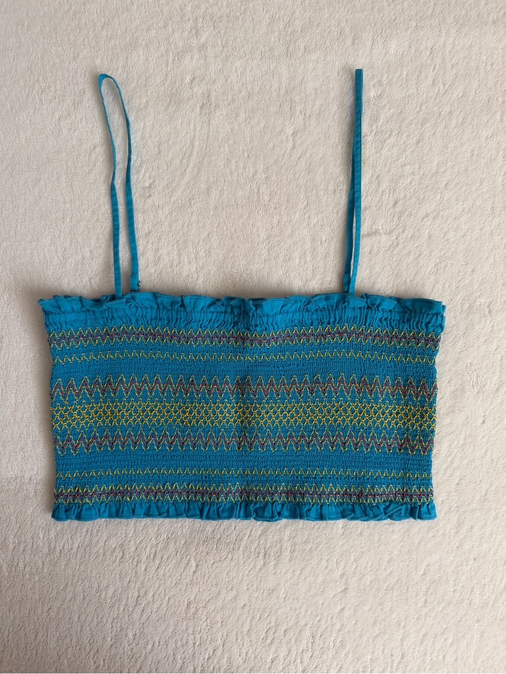 Forever 21 Turquoise Smocked Crop Top